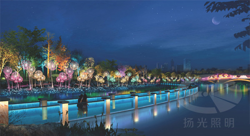 河道夜景照明設計效果圖